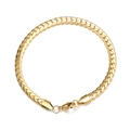 Minimalist flat embossed Cuban link necklace in golden finish with lobster clasp - Bracelet (21cm/6mm) / Gold