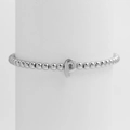 Silver beaded bracelet featuring a round 3D letter P charm with elastic metal beads - Silver P