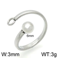 Polished silver stainless steel open ring with 6mm ball accent and small loop detail - Steel Color Style 2 (KLJ3920-Z)