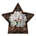 Lanterne boule à neige de Noël en forme d'étoile avec bonhomme de neige et fini bronze - 15cm*4cm*14cm / Bonhomme de neige