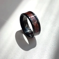 Polished black stainless steel men's ring with a textured red inlay design - US 9 / Black Red Glitter