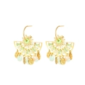 Bohemian gold hoop earrings with light green and orange resin beads for women - Gold Green