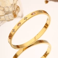 【219】golden Four-leaf Clover Colored Oval Diamond Bangle