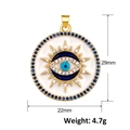 Gold Evil Eye charm with blue zircon and white enamel, 29mm pendant for DIY jewelry making - A0102 (Large Zircon Eye Round)