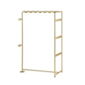 Golden metal jewelry stand featuring necklace hooks and earring organizers on white backdrop - 19*10*29cm / Gold