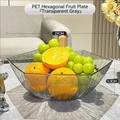 Modern 29cm hexagonal fruit bowl in transparent grey PET material for home decor - 2025 Hexagon Style / Transparent Grey
