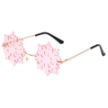 Lunettes de soleil sans monture en forme de flocon avec verres roses et monture dorée - Monture Dorée Rose Transparent