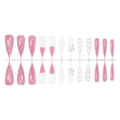 Long stiletto press-on nails with pink glitter, 3D bows, and rhinestone accents - Pink French 3D Bow 24Pcs Strip Pack (C1-13961) / 24Pcs/Strip Pack