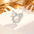 Silver bow stud earrings with sparkling cubic zirconia crystals for a refined look - Screw Round Disc Base / Silver Bowknot Single (A340)