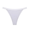 Tanga de algodón acanalado blanco para mujer con corte en V y diseño elástico - S / Blanco