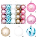Set di 40 palline di Natale 6cm in rosa, oro e strisce blu per decorazioni festive - Set da 40 pezzi 6cm / Blu Bianco Rosa