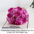 Single bunch of purple silk tea camellia flowers with 24 heads for home wedding decor - Purple