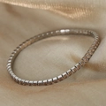 Elegant tennis bracelet with champagne round zircons in a silver-tone prong setting - Steel Color/Champagne Zircon