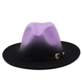 Detail of purple-black gradient fedora hat with a black leather band and gold buckle - M(56-58cm) / Purple Black Gradient Style (13)