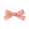 Cute velvet bow hair clip in soft candy pink for girls with minimalist white background - Nude Pink (8)