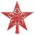 Dettaglio del puntale per albero di Natale a stella rossa traforata con finitura lucida - 20cm / Rosso
