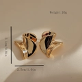 Modern gold twisted spiral stud earrings with elegant minimalist abstract design - Large Wave Twisted Style-Gold (A019-1)