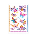 Waterproof temporary tattoo sticker with colorful butterflies and floral designs, model QMYG09 - Fluorescent QMYG-009