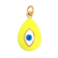 Tropfenförmiger Evil Eye Anhänger mit gelber Emaille und goldenem Metallrahmen - M09 Gelb Tropfenanhänger / Gelb