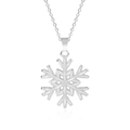 Detailed close-up of a silver snowflake pendant necklace with a polished 18k finish - Steel Color (40+5cm Necklace)