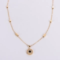 Minimalist gold necklace with geometric cubes and Roman numeral black stone pendant - Gold