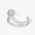 Minimalist silver wide open cuff bracelet with dual layered textured spiral bands - Double Parallel Horizontal Texture Style (PA1150)