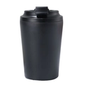 Matte black vacuum insulated stainless steel coffee travel mug with leak-proof flip lid - 380ml / Milk Cup Simple Style / Black