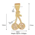 Gold plated cherry pendant with micro inlaid white crystals measuring 17mm by 9mm - Cherry Model B / Gold