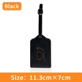 Black PU leather luggage tag with gold airplane design and adjustable buckle strap - Black