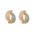 Fashionable asymmetric gold earrings with pink and blue marble resin drip oil texture - Blue