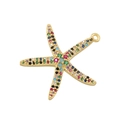 Starfish pendant in gold finish encrusted with vibrant colorful micro-pave crystals - Gold with Multicolor Zircon