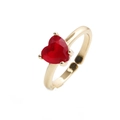 Adjustable golden copper ring featuring a sparkling red heart zirconia stone for women - Adjustable Open / Gold Red Heart