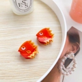 Set of two orange gradient mini cartoon fish hair claws made of high quality acrylic - Orange Tropical Fish (Pair)