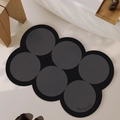 Black round splicing diatom mud bath mat with non-slip texture and GO BATH logo - Diatom Mud - Star Circle - Space Grey