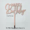 Rose gold acrylic happy birthday cake topper set, 10 pieces, 11x13.5cm size - Happy Birthday Style 2 (Rose Gold) / 10 Pcs