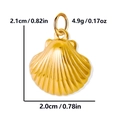 Gold stainless steel shell charm pendant with 2.1cm height and 2.0cm width dimensions - Shell / Gold