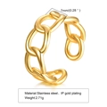 Minimalist 7mm gold plated stainless steel chain ring with adjustable open band design - US 6 / Open Chain Style (RC-506) / Gold