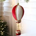 Weihnachtsanhänger in Heißluftballonform aus Samt mit goldenen Akzenten und Borte - 7*18CM / Rot-Weißer Heißluftballon