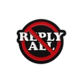 Badge rond en émail noir avec signe interdit rouge sur le texte Reply All - Style Répondre à Tous (QHXZ2445)
