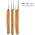 Professional 0.75mm bamboo crochet hook set with single, double, and triple head needles - 0.75mm Set of 3 Types
