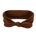 Dark brown bohemian yoga headband with bunny ear knot in soft stretch cotton - Rabbit Ear Bow / Coffee