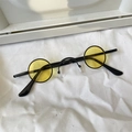 Retro small round frame sunglasses with vibrant yellow lenses and slim black metal frame - Mini Round Yellow Lens