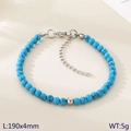 Blue turquoise beaded bracelet with silver lobster clasp and 190mm extender chain - Style 3 Steel Color Blue Turquoise (KB207124-Z)