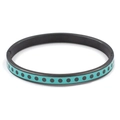 Detail of tiffany blue and black polka dot pattern on stainless steel bangle - Black Green