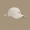 Minimalist beige baseball cap featuring a small bear embroidery on a cotton crown - Little Bear Embroidery - Beige