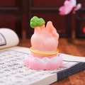 Pink lotus base resin figurine with Buddha hand holding green Ruyi for car decor - Pine Hand (1223-1)