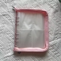 Pink transparent zipper binder jewelry organizer book with 6-ring metal clips and PVC pouches - Pink Zipper Album Only (No Bags)