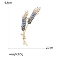 Eleganter goldener Weizenähren-Anstecker mit blauen Kristallen, Größe 6,4cm x 2,7cm, 8,5g - Blauer Weizenstil (MM-BR-蓝色-3629-BL)