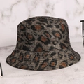 Chic bucket hat featuring leopard print pattern in brown and black on marble surface - M (56-58cm) / Black Gold Lurex Leopard