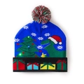 Gorro de Navidad azul con luces LED y patrón de dinosaurio para el invierno - Azul-Dinosaurio Árbol